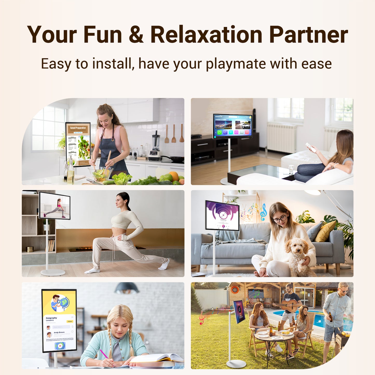 N newline FlexGo 32 Portable TV, Google EDLA-Certified Rolling TV